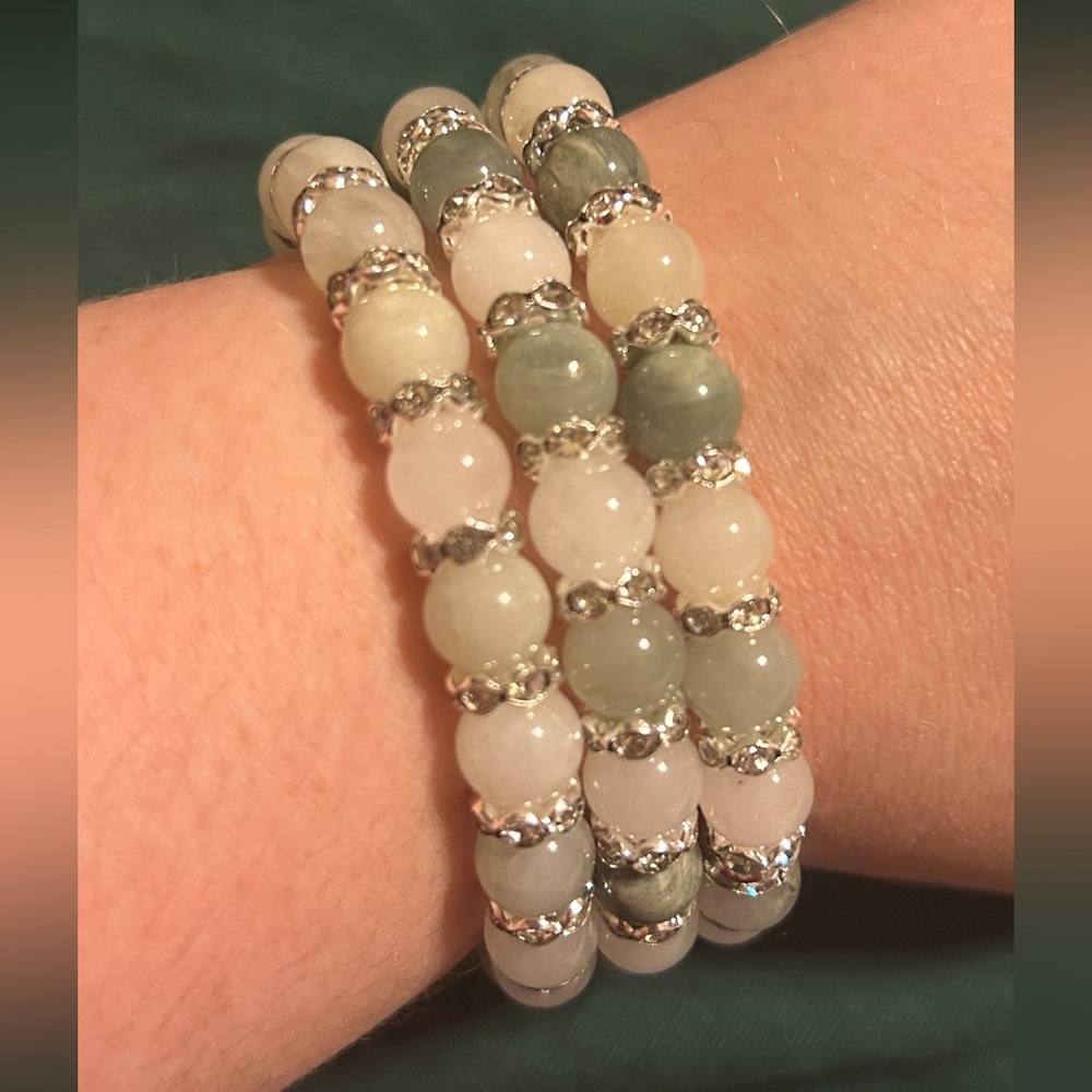 Set of 3 Handmade Stretchy Tea Jasper Bracelets